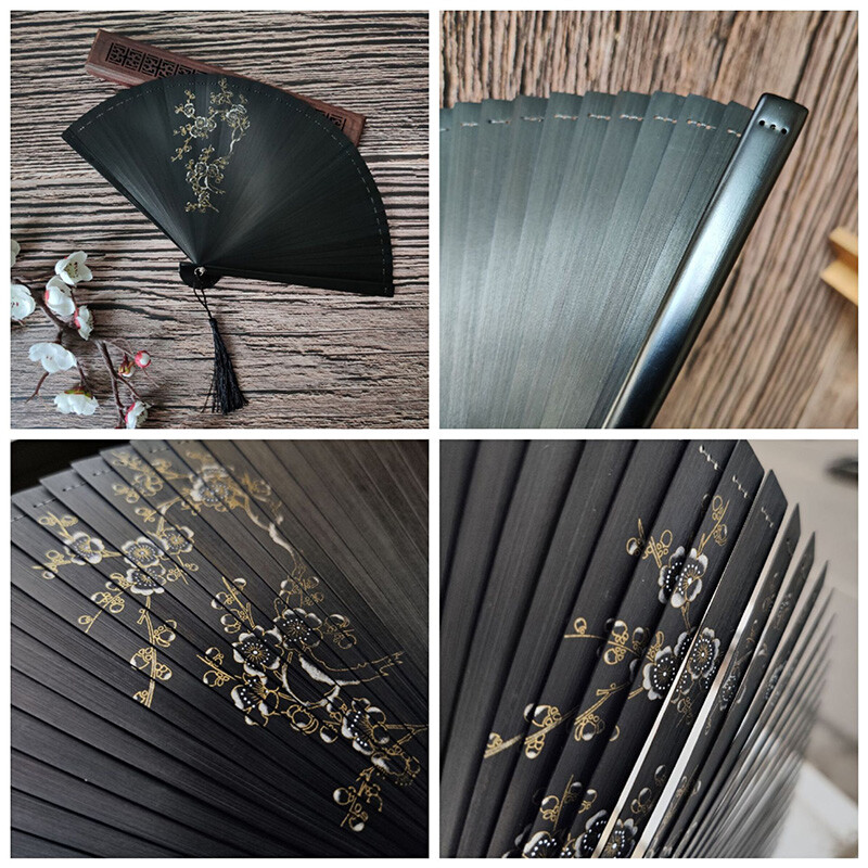 Klasszikus japán stílusú bambuszlegyező Klasszikus üreges női összecsukható kézlegyező Vintage stílusú művészet kézműves ajándék lakberendezési díszek