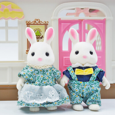 Detská simulácia lesnej zvieracej rodiny s bábikami v mierke 1:12, miniatúrny nábytok do domčeka pre bábiky, zajačik, medvedík, panda, dievča, hracia sada 1/12