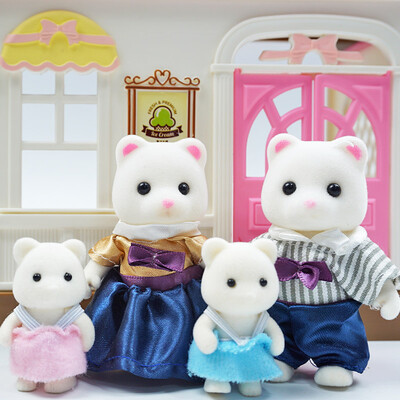 Detská simulácia lesnej zvieracej rodiny s bábikami v mierke 1:12, miniatúrny nábytok do domčeka pre bábiky, zajačik, medvedík, panda, dievča, hracia sada 1/12