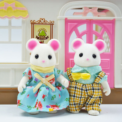 Detská simulácia lesnej zvieracej rodiny s bábikami v mierke 1:12, miniatúrny nábytok do domčeka pre bábiky, zajačik, medvedík, panda, dievča, hracia sada 1/12