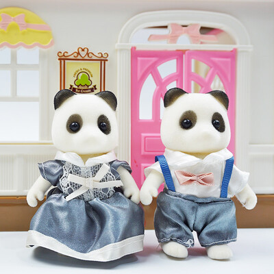 Detská simulácia lesnej zvieracej rodiny s bábikami v mierke 1:12, miniatúrny nábytok do domčeka pre bábiky, zajačik, medvedík, panda, dievča, hracia sada 1/12