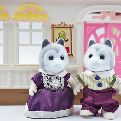 Detská simulácia lesnej zvieracej rodiny s bábikami v mierke 1:12, miniatúrny nábytok do domčeka pre bábiky, zajačik, medvedík, panda, dievča, hracia sada 1/12