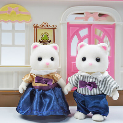 Detská simulácia lesnej zvieracej rodiny s bábikami v mierke 1:12, miniatúrny nábytok do domčeka pre bábiky, zajačik, medvedík, panda, dievča, hracia sada 1/12