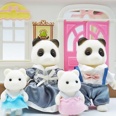 Detská simulácia lesnej zvieracej rodiny s bábikami v mierke 1:12, miniatúrny nábytok do domčeka pre bábiky, zajačik, medvedík, panda, dievča, hracia sada 1/12
