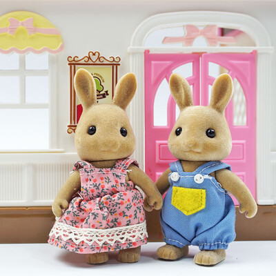 Detská simulácia lesnej zvieracej rodiny s bábikami v mierke 1:12, miniatúrny nábytok do domčeka pre bábiky, zajačik, medvedík, panda, dievča, hracia sada 1/12