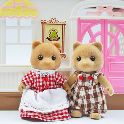 Detská simulácia lesnej zvieracej rodiny s bábikami v mierke 1:12, miniatúrny nábytok do domčeka pre bábiky, zajačik, medvedík, panda, dievča, hracia sada 1/12