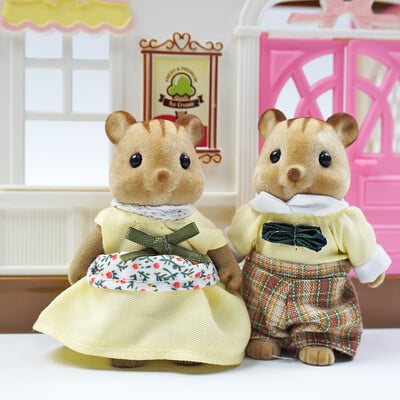 Detská simulácia lesnej zvieracej rodiny s bábikami v mierke 1:12, miniatúrny nábytok do domčeka pre bábiky, zajačik, medvedík, panda, dievča, hracia sada 1/12