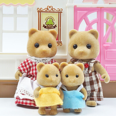 Detská simulácia lesnej zvieracej rodiny s bábikami v mierke 1:12, miniatúrny nábytok do domčeka pre bábiky, zajačik, medvedík, panda, dievča, hracia sada 1/12