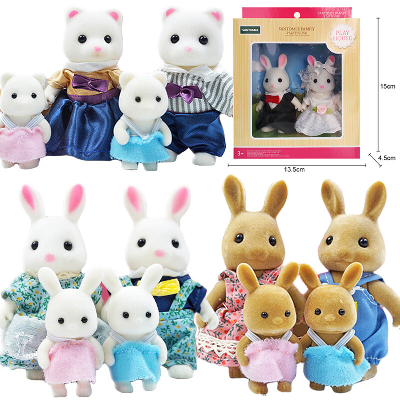 Detská simulácia lesnej zvieracej rodiny s bábikami v mierke 1:12, miniatúrny nábytok do domčeka pre bábiky, zajačik, medvedík, panda, dievča, hracia sada 1/12