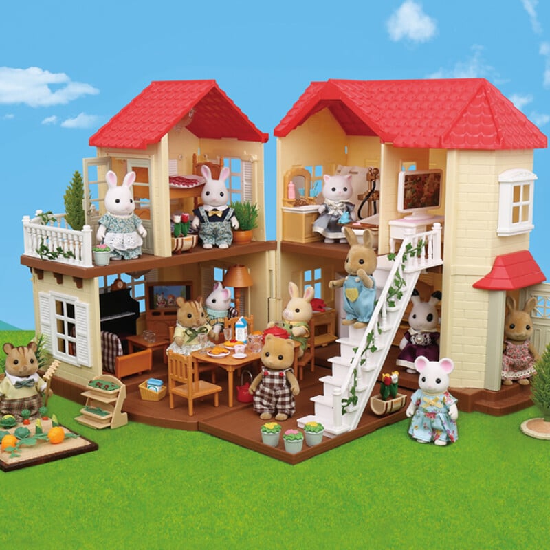 Detská simulácia lesnej zvieracej rodiny s bábikami v mierke 1:12, miniatúrny nábytok do domčeka pre bábiky, zajačik, medvedík, panda, dievča, hracia sada 1/12