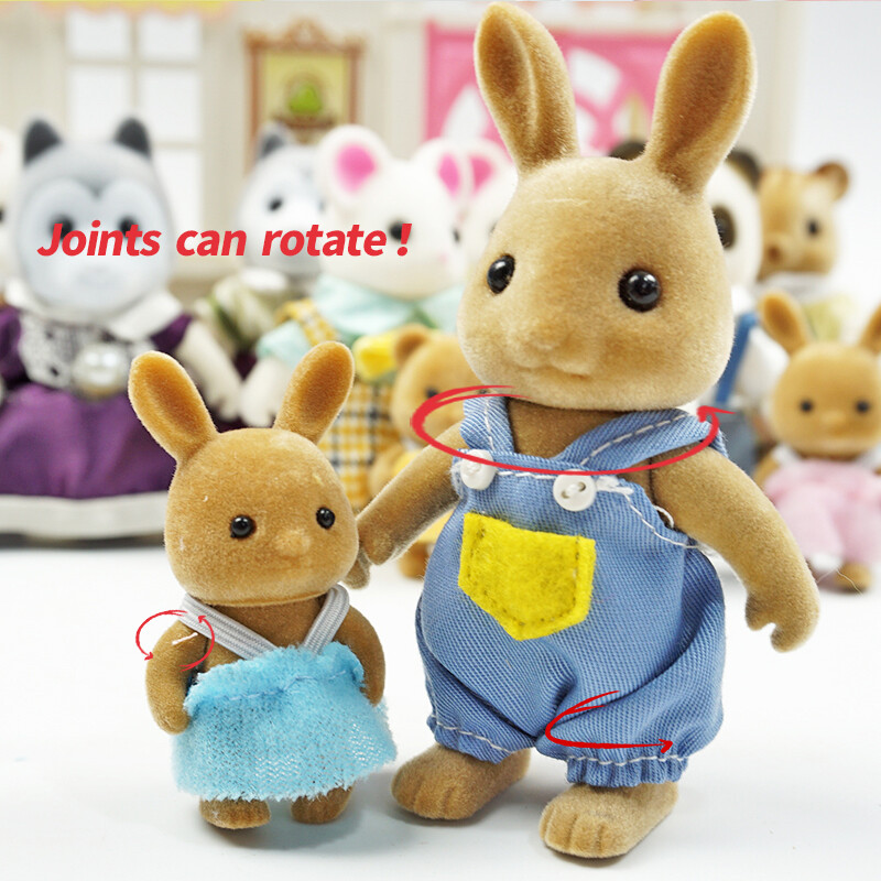 Detská simulácia lesnej zvieracej rodiny s bábikami v mierke 1:12, miniatúrny nábytok do domčeka pre bábiky, zajačik, medvedík, panda, dievča, hracia sada 1/12
