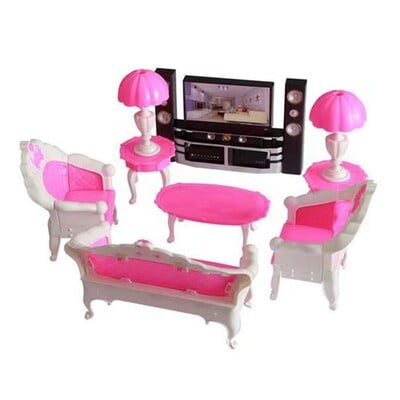 Nábytok do bábik, obývačka, TV, kreslo, pohovka, skrinka do domáceho kina, príslušenstvo, detské hračky, hračka na miniatúrne hračky v štýle 1/12 pre Barbie