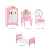 Miniatúrne 4 položky/sada Nábytok pre bábiky Detské hračky Mini šatník Posteľ Make-up stôl Stolička Príslušenstvo pre Barbie 5,5'' Baby DIY