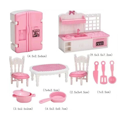 Miniatúrne 4 položky/sada Nábytok pre bábiky Detské hračky Mini šatník Posteľ Make-up stôl Stolička Príslušenstvo pre Barbie 5,5'' Baby DIY