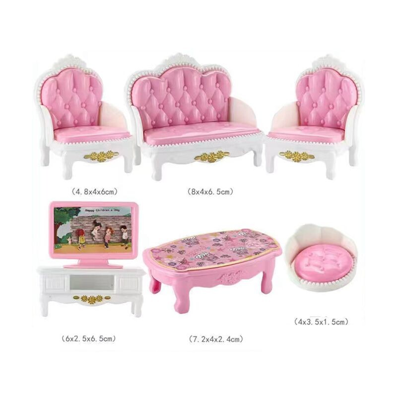 Miniatúrne 4 položky/sada Nábytok pre bábiky Detské hračky Mini šatník Posteľ Make-up stôl Stolička Príslušenstvo pre Barbie 5,5'' Baby DIY