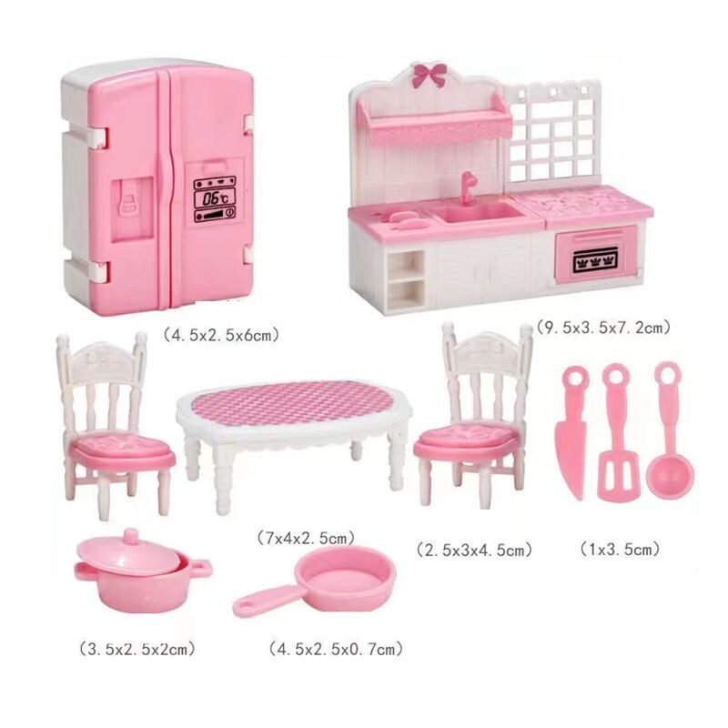 Miniatúrne 4 položky/sada Nábytok pre bábiky Detské hračky Mini šatník Posteľ Make-up stôl Stolička Príslušenstvo pre Barbie 5,5'' Baby DIY