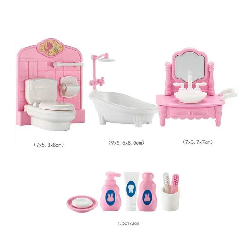 Miniatúrne 4 položky/sada Nábytok pre bábiky Detské hračky Mini šatník Posteľ Make-up stôl Stolička Príslušenstvo pre Barbie 5,5'' Baby DIY