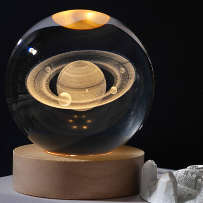 LED kristálygömb éjszakai lámpa 3D Galaxy hangulatú asztali lámpa világító bolygójáték gyerekeknek lakberendezési fény Kreatív karácsonyi ajándékok