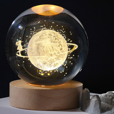 LED kristálygömb éjszakai lámpa 3D Galaxy hangulatú asztali lámpa világító bolygójáték gyerekeknek lakberendezési fény Kreatív karácsonyi ajándékok