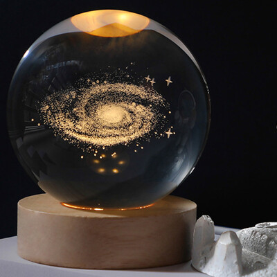 LED kristálygömb éjszakai lámpa 3D Galaxy hangulatú asztali lámpa világító bolygójáték gyerekeknek lakberendezési fény Kreatív karácsonyi ajándékok