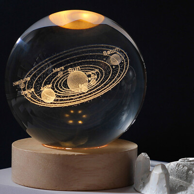 LED kristálygömb éjszakai lámpa 3D Galaxy hangulatú asztali lámpa világító bolygójáték gyerekeknek lakberendezési fény Kreatív karácsonyi ajándékok