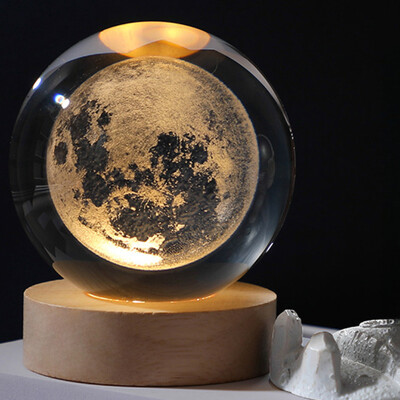 LED kristálygömb éjszakai lámpa 3D Galaxy hangulatú asztali lámpa világító bolygójáték gyerekeknek lakberendezési fény Kreatív karácsonyi ajándékok