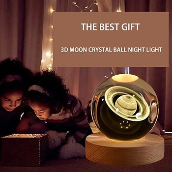 Κρυστάλλινη σφαίρα 6cm 3D Crystal Planet Night Light χαραγμένο με λέιζερ Ηλιακό Σύστημα Σφαίρα Προηγμένη διακόσμηση Δώρο αποφοίτησηςΑστρονομία