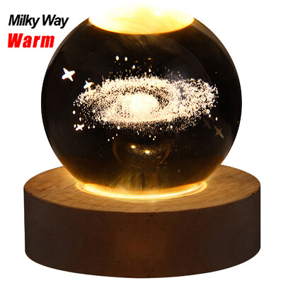 Krištolinis rutulys 6 cm 3D krištolinė planeta naktinė šviesa lazeriu išgraviruota Saulės sistemos gaublys Pažangus dekoravimas Baigimo dovana Astronomija