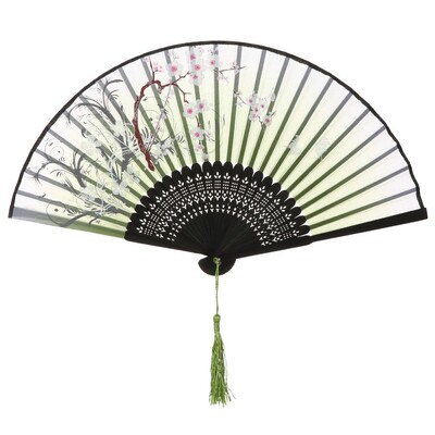 Model de flori retro, decorațiuni pentru casă, evantai pliabil din bambus elegant, pictură în stil chinezesc, ventilator portabil, recuzită pentru spectacole de dans