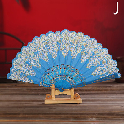 Vintage čínsky ručný ventilátor v etnickom štýle, tanečná párty, svadobná zlatá tónová ručná kvetinová skladacia ventilátor pre domácu párty dekoráciu