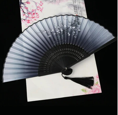 Retro stílusú összecsukható legyező női japán mintás retro ruha művészet kézműves ajándék lakberendezési dísz, táncoló kézlegyező