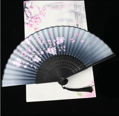 Retro stílusú összecsukható legyező női japán mintás retro ruha művészet kézműves ajándék lakberendezési dísz, táncoló kézlegyező