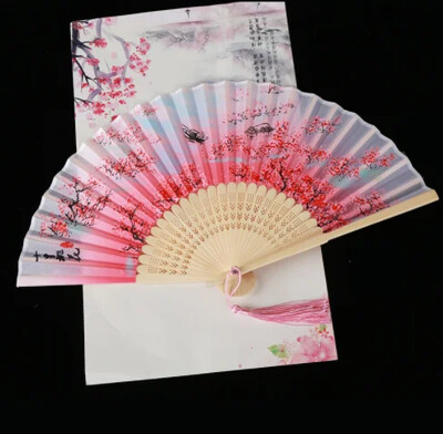 Retro stílusú összecsukható legyező női japán mintás retro ruha művészet kézműves ajándék lakberendezési dísz, táncoló kézlegyező