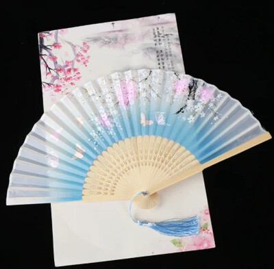 Retro stílusú összecsukható legyező női japán mintás retro ruha művészet kézműves ajándék lakberendezési dísz, táncoló kézlegyező