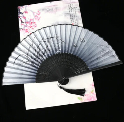 Retro stílusú összecsukható legyező női japán mintás retro ruha művészet kézműves ajándék lakberendezési dísz, táncoló kézlegyező