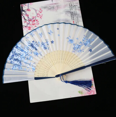 Retro stílusú összecsukható legyező női japán mintás retro ruha művészet kézműves ajándék lakberendezési dísz, táncoló kézlegyező