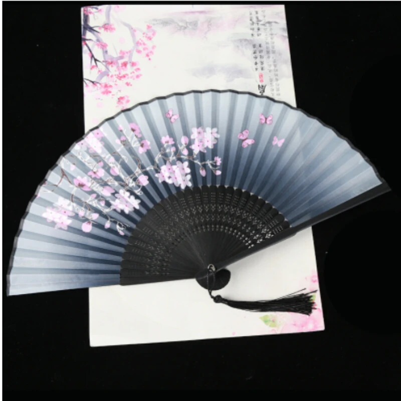 Retro stílusú összecsukható legyező női japán mintás retro ruha művészet kézműves ajándék lakberendezési dísz, táncoló kézlegyező