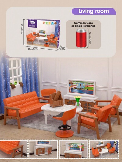 1:12 Miniatūras mēbeles Mežs Ģimene Mini guļamistaba Virtuve Vannas istaba Dzīvojamās istabas komplekts Rotaļlieta Rotaļlieta Leļļu namiņš Aksesuāri Meitenes