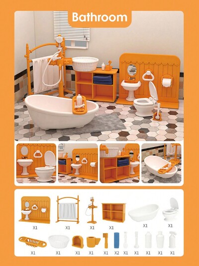 1:12 Miniatūras mēbeles Mežs Ģimene Mini guļamistaba Virtuve Vannas istaba Dzīvojamās istabas komplekts Rotaļlieta Rotaļlieta Leļļu namiņš Aksesuāri Meitenes