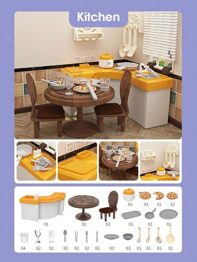 1:12 Miniatūras mēbeles Mežs Ģimene Mini guļamistaba Virtuve Vannas istaba Dzīvojamās istabas komplekts Rotaļlieta Rotaļlieta Leļļu namiņš Aksesuāri Meitenes