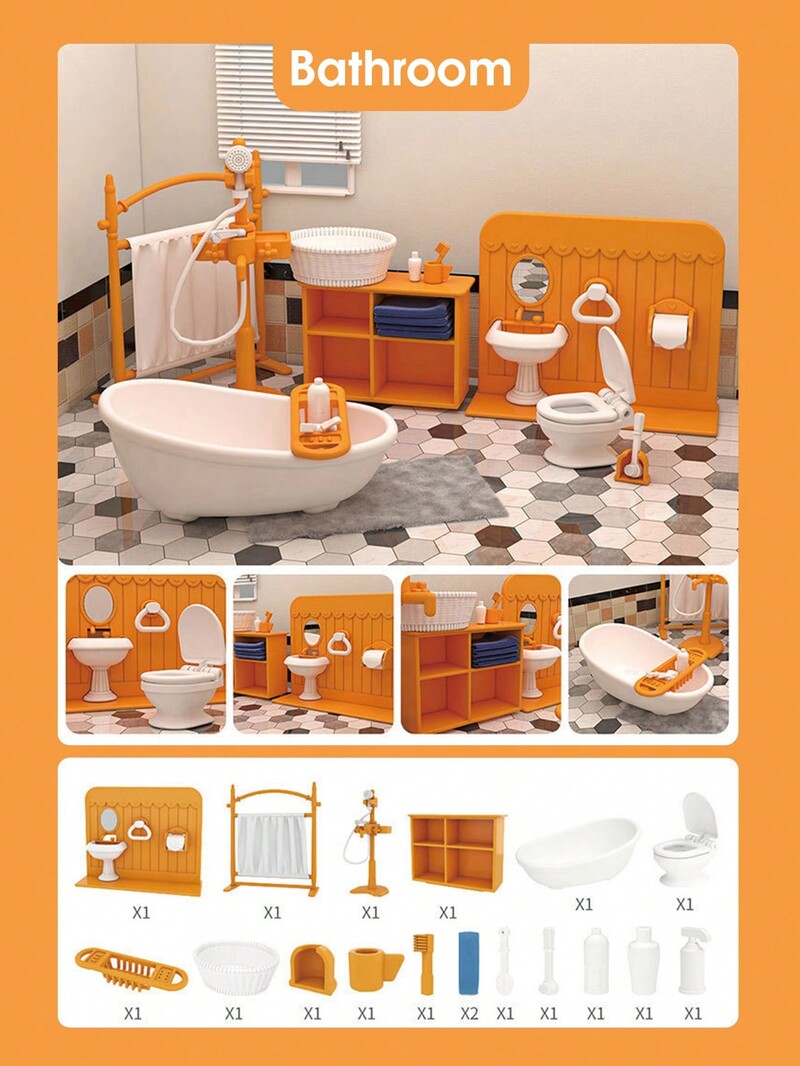 1:12 Miniatūras mēbeles Mežs Ģimene Mini guļamistaba Virtuve Vannas istaba Dzīvojamās istabas komplekts Rotaļlieta Rotaļlieta Leļļu namiņš Aksesuāri Meitenes