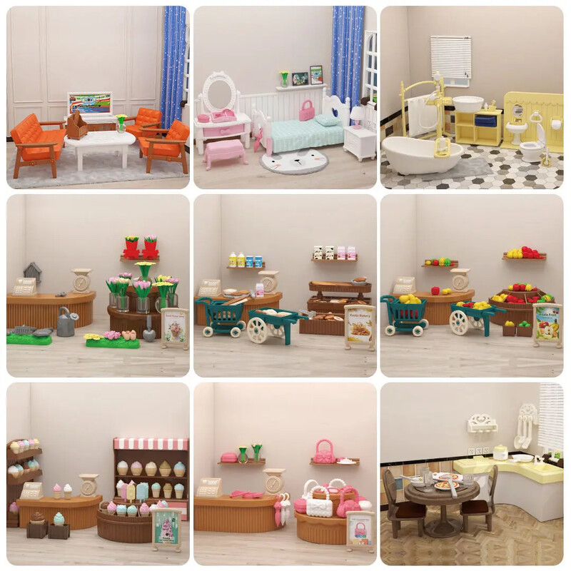 Miniatúrny nábytok pre bábiky, doplnky 1/12, mikro model pre supermarket, spálňa, lesná rodina, kuchynské hračky, darček pre dievčatko.