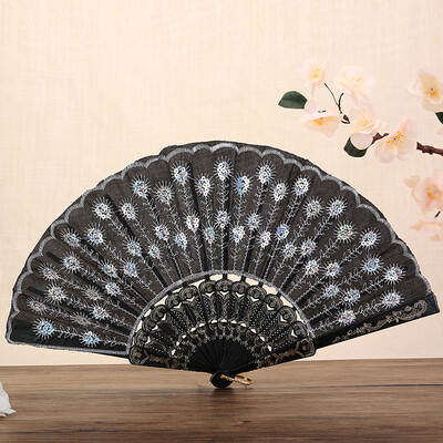 Spanyol stílusú csillogó flitter tánclegyező nőknek Luxus összecsukható legyező Kézi ventilátor Esküvői Művészet Ajándékok Parti Esküvői Dekoráció