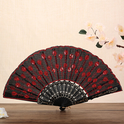Spanyol stílusú csillogó flitter tánclegyező nőknek Luxus összecsukható legyező Kézi ventilátor Esküvői Művészet Ajándékok Parti Esküvői Dekoráció