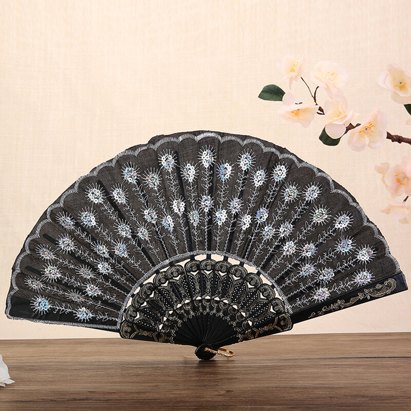 Spanyol stílusú csillogó flitter tánclegyező nőknek Luxus összecsukható legyező Kézi ventilátor Esküvői Művészet Ajándékok Parti Esküvői Dekoráció