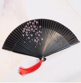 Japonský gejša ventilátor vintage skladací čerešňový kvet staroveké ženy drevo