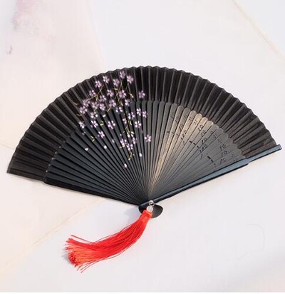 Japonský gejša ventilátor vintage skladací čerešňový kvet staroveké ženy drevo
