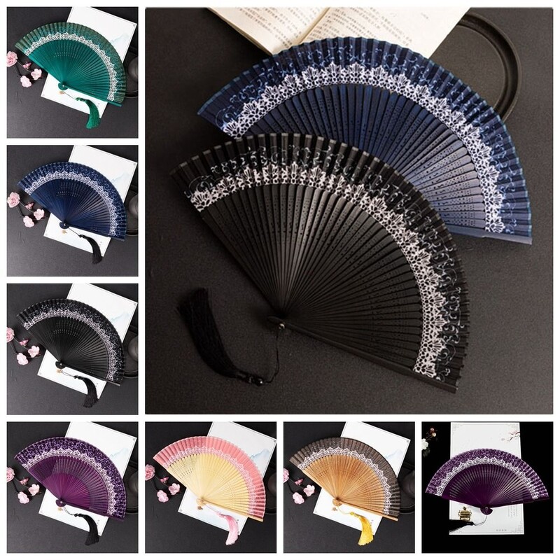 Krāsu maiņas kronis, saliekams ventilators, mežģīnes, mainot krāsu, saliekams ventilators japāņu stils un stils Hanfu fotografēšanas ventilators