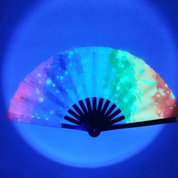 Folding Fan Colorful Holographic Rave Fans Βεντάλια χεριών μπαμπού για πάρτι χορού φεστιβάλ