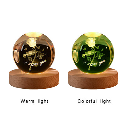 Kristálygolyó 6 cm Színes Meleg Fény Bolygó Éjszakai Fény lézeres faragás Naprendszer Föld galaxis mintás ajándék asztali dekoráció